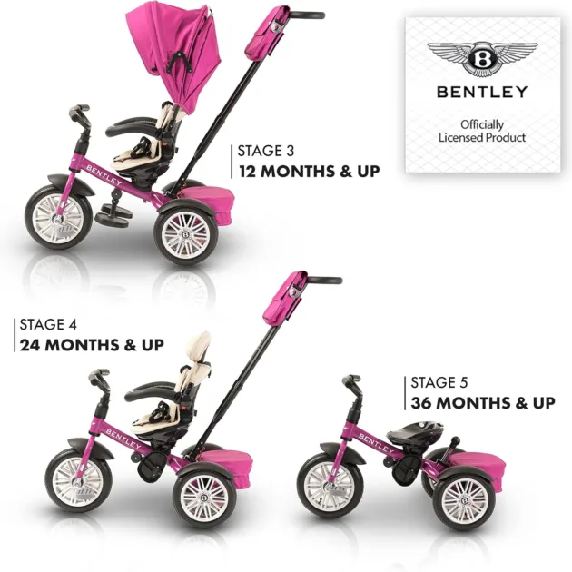 Fuchsia Pink Bentley 6 in 1 Stroller Trike Bentley Trikes